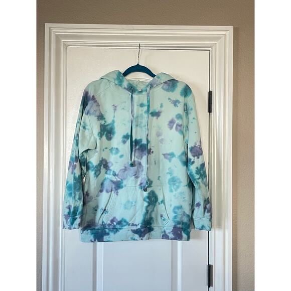 Victoria's Secret Pink Fleece Pullover Sweatshirt Hoodie Tie Dye Medium - Picture 3 of 7